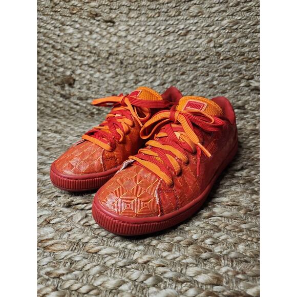 Puma Basket Fade 3d Men's Sneakers Red Orange Size 8 - Picture 2 of 10